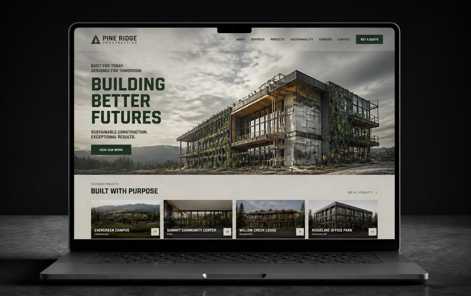 Verdant Build Co. — Строителна фирма — концептуален уеб дизайн демо проект от SaitMasters